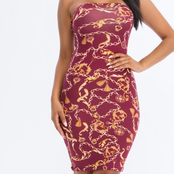 New Chain Print Criss Cross Back Dress - Picture 2 of 7